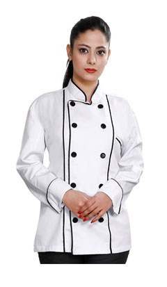 Full Sleeve White With Black Piping With Long Collar